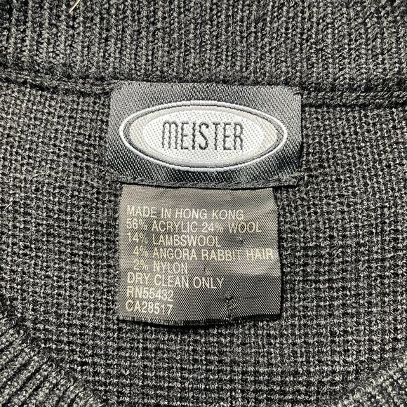 Vintage Meister Knit Crewneck Sweater Wool Blend Fair Isle Black Cream Large - Picture 3 of 6